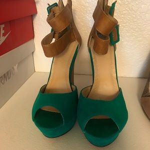 Color Block Straps Wedge Heels